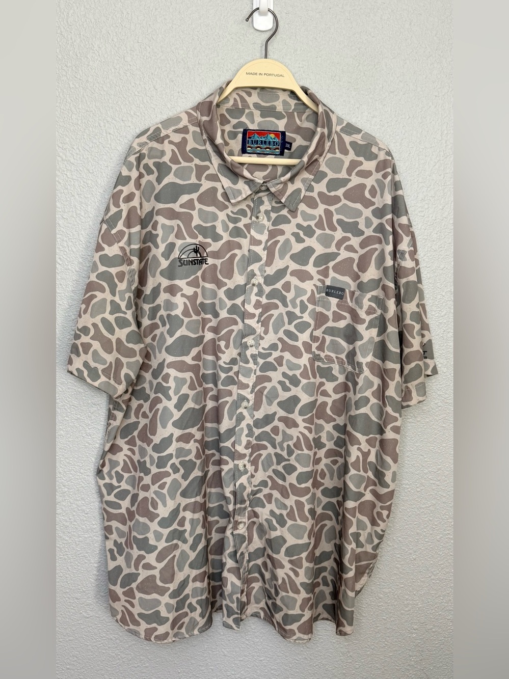 BURLEBO | Performance Button-Up Short Sleeve Shirt | Camo | Size 3XL
